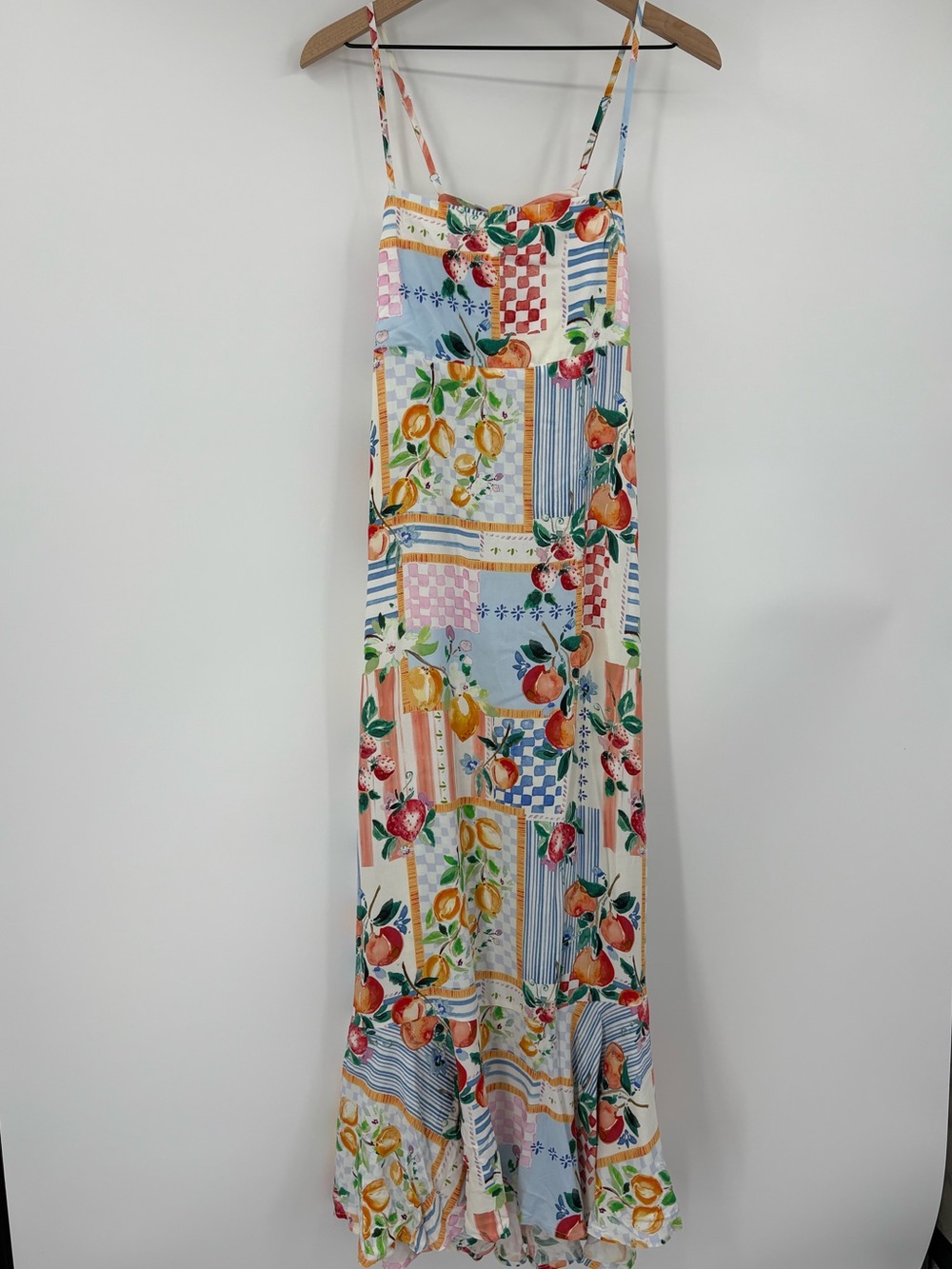 Paper Heart Fruit Patchwork Tie Back Maxi Dress Anthropologie L NWT Euro Summer - Picture 7 of 14